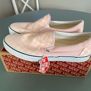 Pink and Cream Classic Slip-On Vans